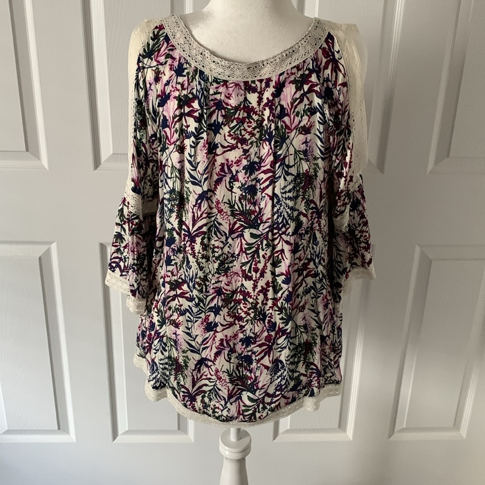 Tunic length (29”) cold shoulder top